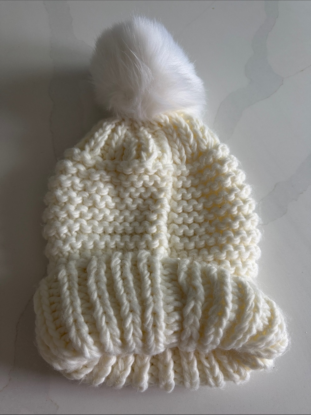 Free People Chunky Knit Pom Pom Beanie | Ivory/Cream | Cozy Winter Hat